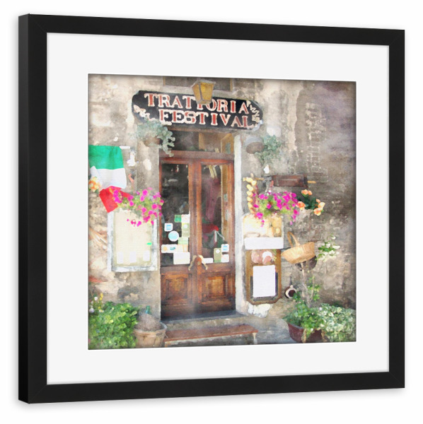 Poster mit Rahmen schwarz "Italienische Tür" artboxONE - Städte,Floral,Architektur,Festivals