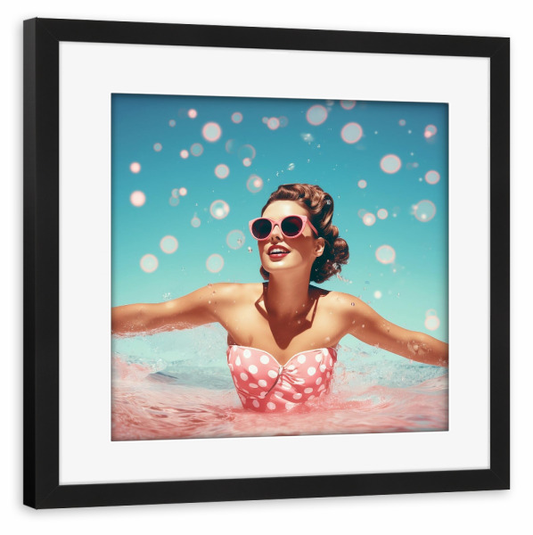 Poster mit Rahmen schwarz "1950 Pink Glamour Girl No3" artboxONE - Film,Fashion,Fiktion