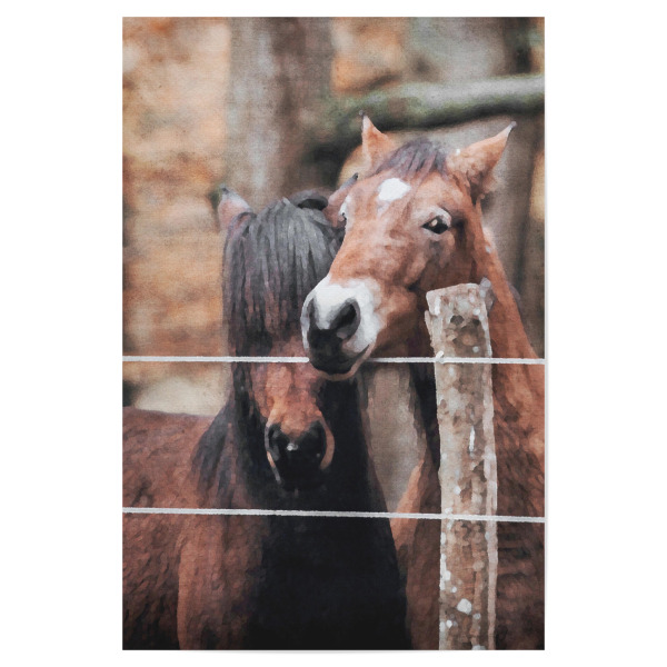 Poster "Braune Pferde" artboxONE - Natur,Tiere - Tiere,Pferde,Natur,Bäume,Wald,Zaun