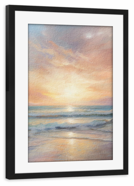 Poster mit Rahmen schwarz "Ozean-Sonnenaufgang I" artboxONE - Reise / Strand und Meer