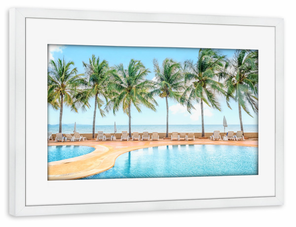 Poster mit Rahmen weiß "Schwimmbad am Strand" artboxONE - Städte,Reise,Reise / Strand und Meer,Reise / Asien,Reise / Länder