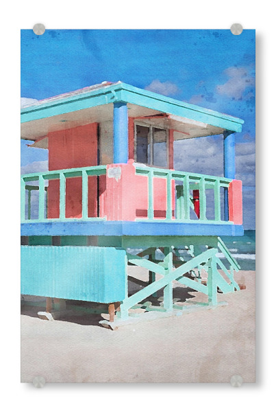 Acrylglasbild "Rettungsschwimmerstand K" artboxONE - Architektur,Reise / Strand und Meer