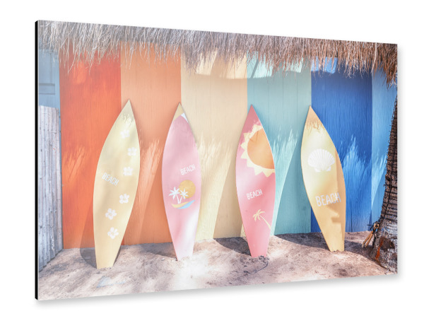 Alu-Dibond "Surfbretter am Strand" 30x20 cm artboxONE