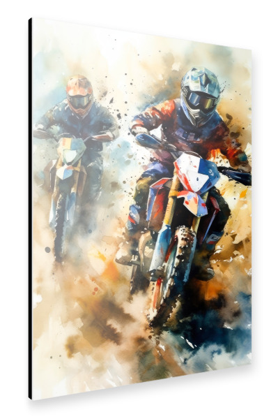Alu-Dibond "Motorradrennsport Kunst B" 30x20 cm artboxONE