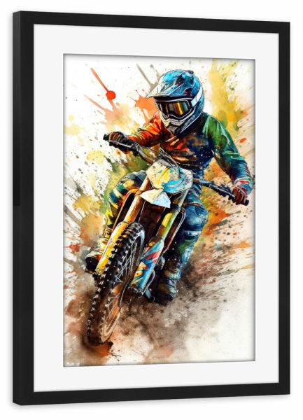 Poster mit Rahmen schwarz "Motorradrennsport Kunst A" artboxONE - Sport / Motorsport,Sport - Motorrad,Motorsport,Sport,Motor,Motorrad,Rennen