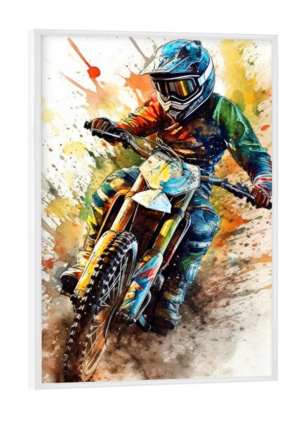 Poster mit weißem Rahmen "Motorradrennsport Kunst A" artboxONE - Sport / Motorsport,Sport - Motorrad,Motorsport,Sport,Motor,Motorrad,Rennen