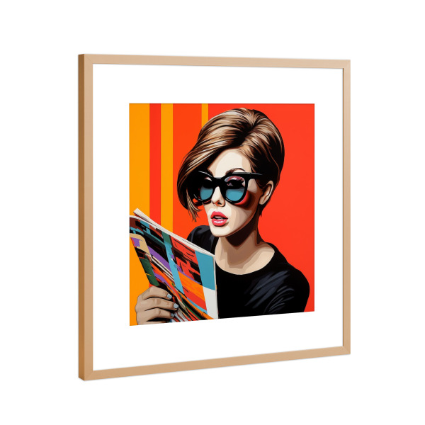 Poster mit Rahmen Kupfer "LESENDE FRAU" artboxONE - Buchstaben / R - Bücher,Lesen,Zeitung,Frau,Nachrichten