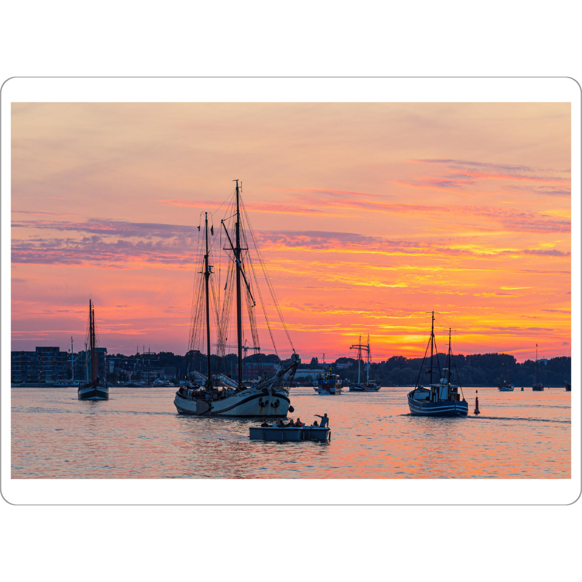 Tischset "Warnow, Schiffe, Sonnenuntergang" artboxONE - Natur,Reise,Architektur