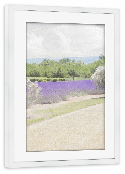 Poster mit Rahmen weiß "Lila Fluss" artboxONE - Natur,Abstrakt - Lila,Abstrakt,Natur,Bäume,Flussufer,Flussufer,Fluss