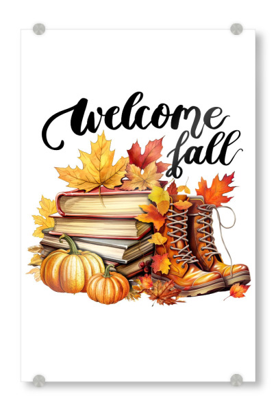 Acrylglasbild "Willkommens-Herbst-Zitat" artboxONE - Floral,Abstrakt,Fashion,Buchstaben,Festivals