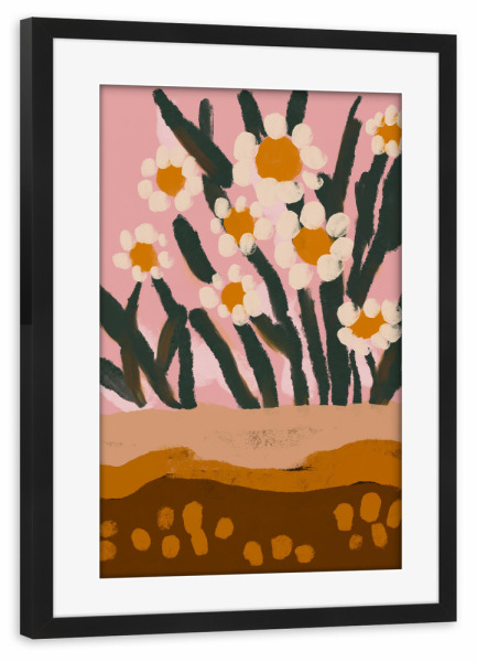 Poster mit Rahmen schwarz "Blumen Im Garten" artboxONE - Floral,Abstrakt,Für Mama