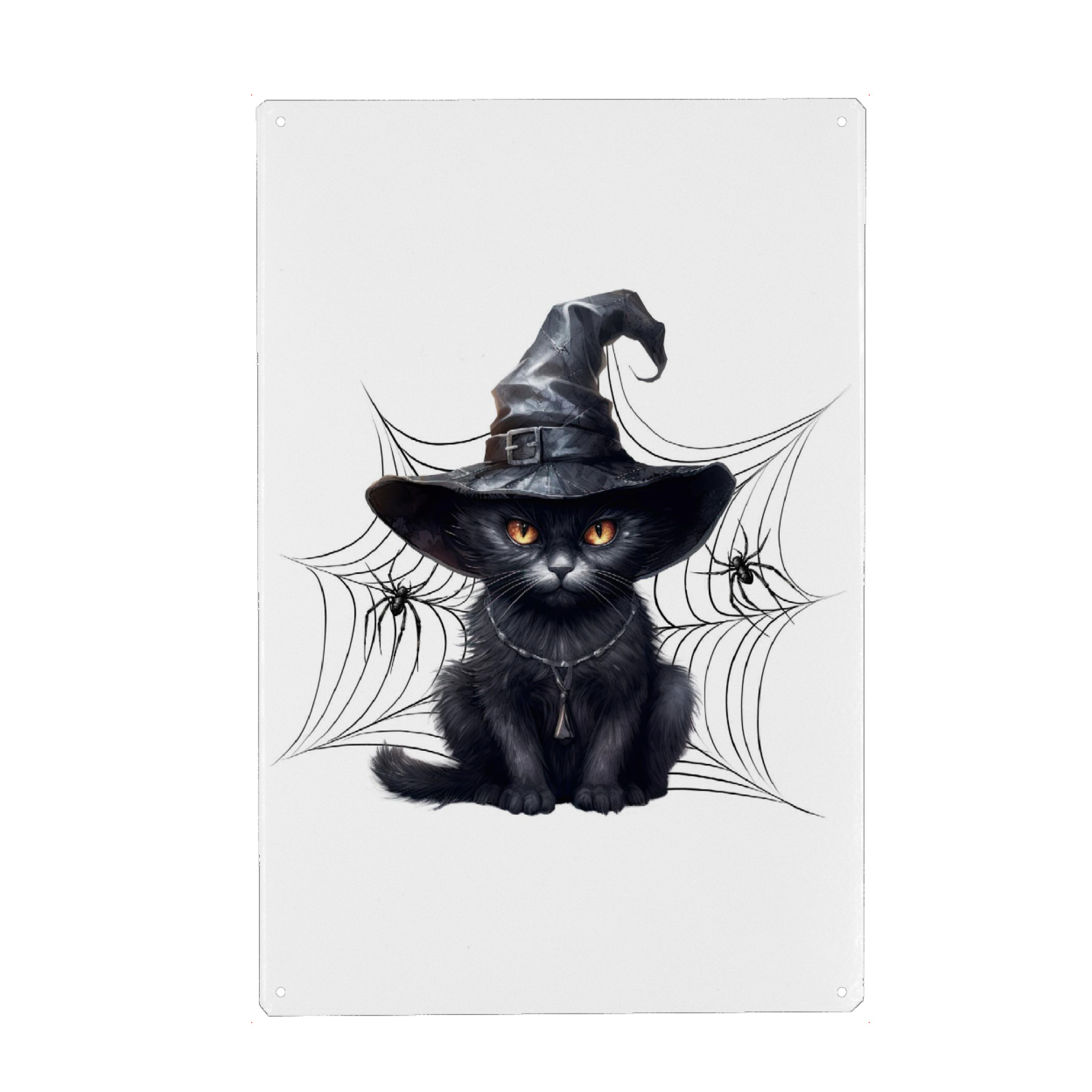 Holzbild "Spooky Black Cat Witch Hat" artboxONE - Tiere,Festivals,Halloween