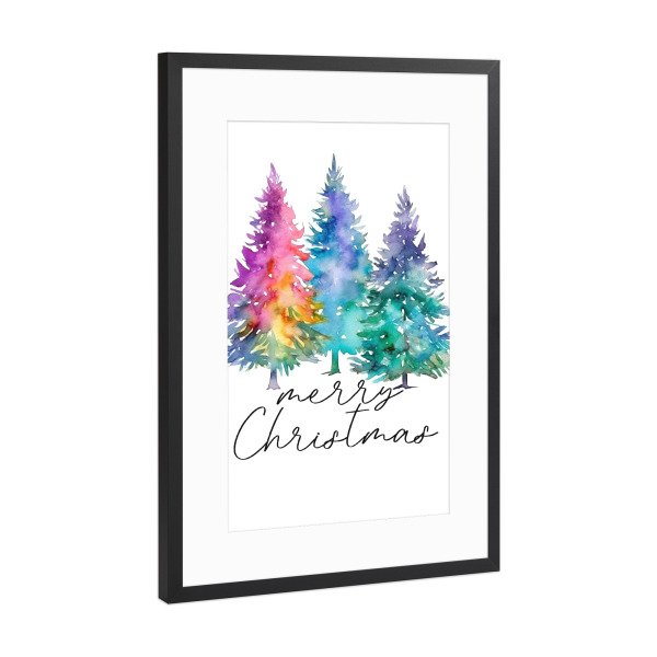 Poster mit Rahmen Schwarz (Metallic) "Merry Christmas Colorful Design" artboxONE - Abstrakt,Fashion,Weihnachten,Buchstaben