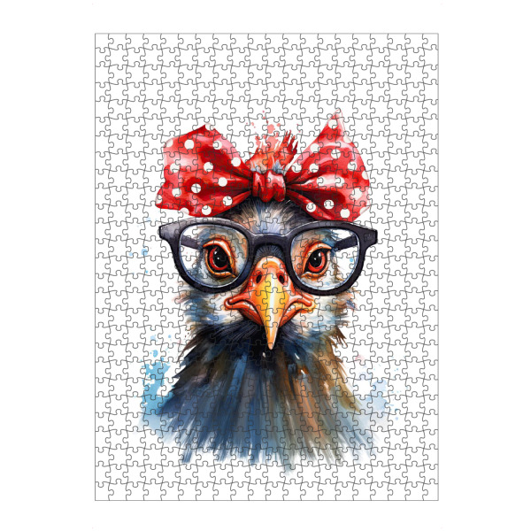 artboxONE Puzzle "Lustiges Huhn mit roter Schleife" artboxONE - Tiere,Abstrakt,Fashion,Festivals,Lustig