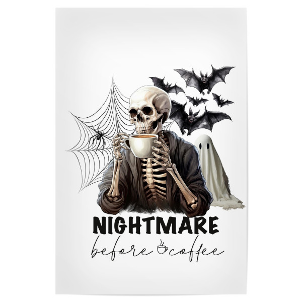Poster 30x20 cm "Albtraum vor dem Kaffee-Zitat" artboxONE - Essen & Trinken,Abstrakt,Buchstaben,Festivals,Halloween