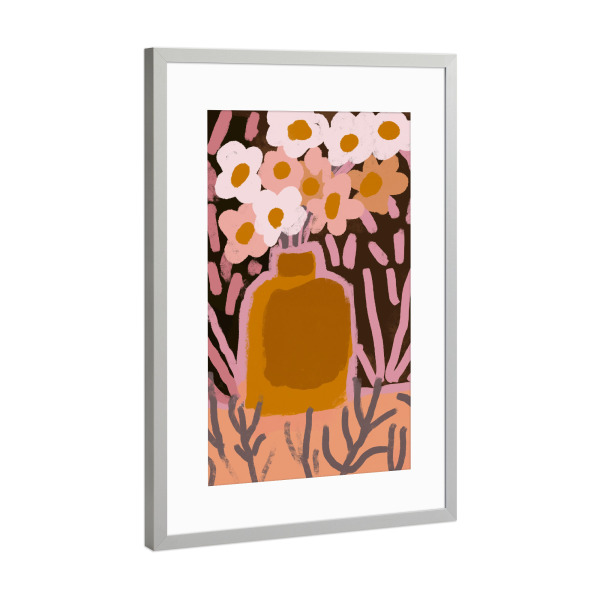 Poster mit Rahmen Silber "Blumenstrauss In Vase" artboxONE - Floral,Abstrakt,Für Mama