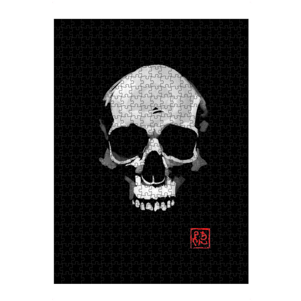 Puzzle Ravensburger "Totenkopf in Schwarz" artboxONE - Halloween - Schädel,Sumie,Japan - Bild schädel