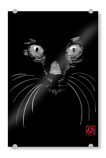 Acrylglasbild "Katze in Schwarz" artboxONE - Tiere - Katze,Sumie,Japan