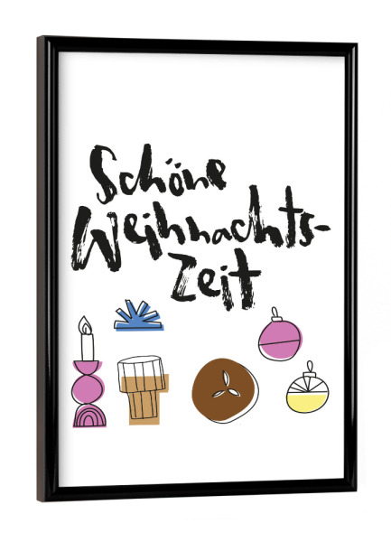 Poster mit schwarzem Rahmen "Schöne Weihnachtszeit" artboxONE - Typografie