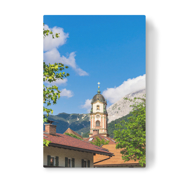 Leinwandbild "Haus, Kirche, Berg" artboxONE - Natur,Reise,Architektur