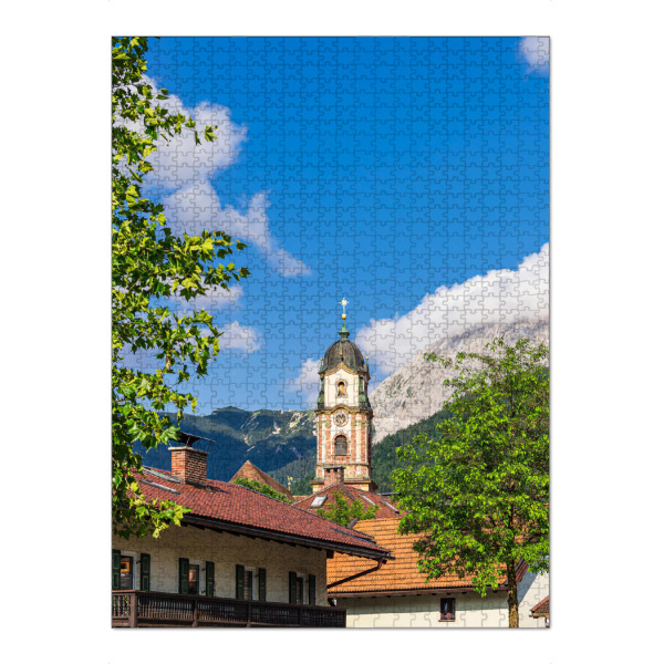 Puzzle Ravensburger "Haus, Kirche, Berg" artboxONE - Natur,Reise,Architektur