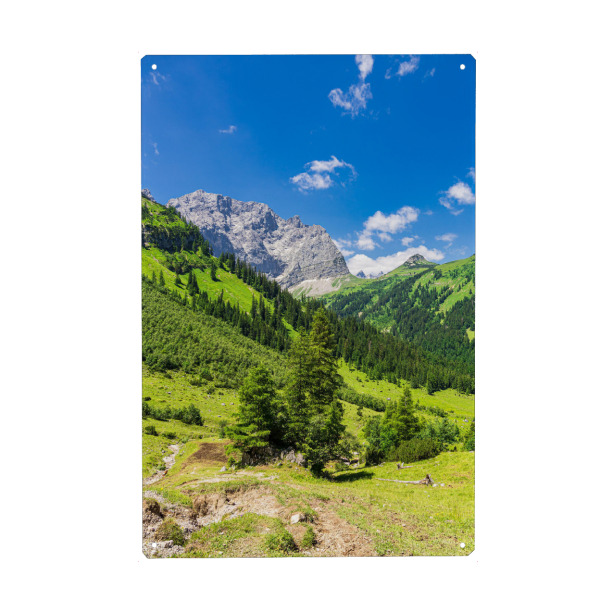 Metall Poster "Tal, Gebirge, Wolken" artboxONE - Natur,Reise