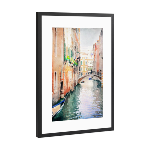 Poster mit Rahmen Schwarz (Metallic) "Italienischer Wasserweg" artboxONE - Städte,Natur,Architektur,Städte / Venedig