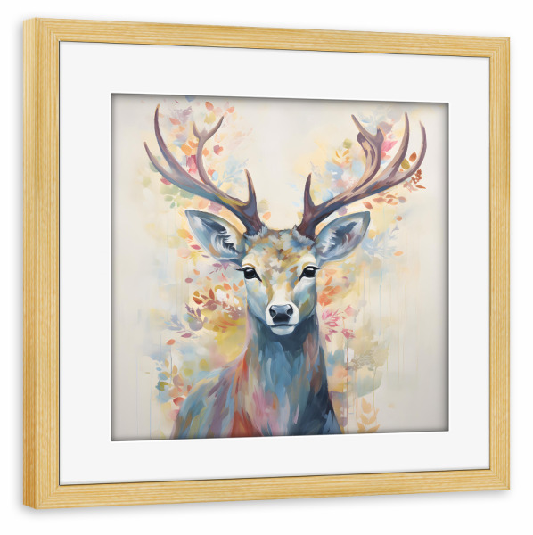 Poster mit Rahmen kiefer "Reh Romantic" artboxONE - Floral,Tiere,Abstrakt