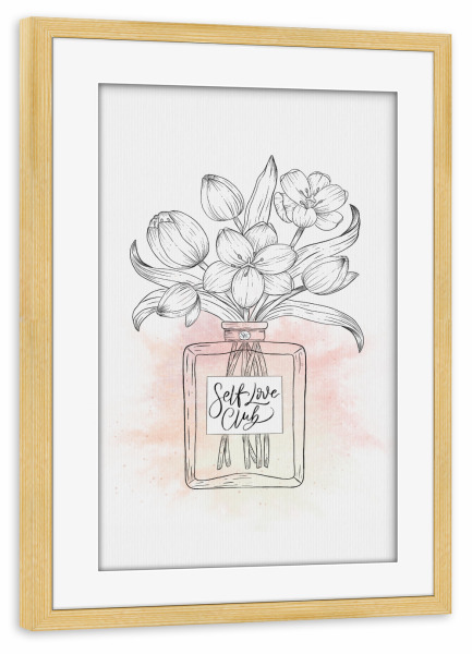Poster mit Rahmen kiefer "Self Love Club" artboxONE - Typografie,Floral,Liebe