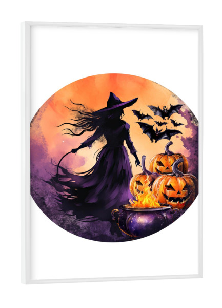 Poster mit weißem Rahmen "Fantasy süße Hexe" artboxONE - Abstrakt,Menschen,Festivals,Halloween