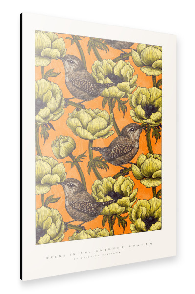 Alu-Dibond "Kirilova-Vögel in Anenomen Gelb" 30x20 cm artboxONE