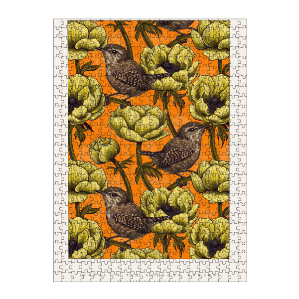 Puzzle Ravensburger "Kirilova-Vögel in Anenomen Gelb" artboxONE - Natur,Floral,Tiere