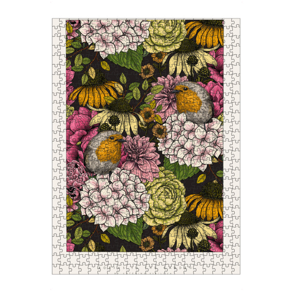 Puzzle Ravensburger "Kirilova - Rotkehlchen im Garten" artboxONE - Natur,Floral,Tiere