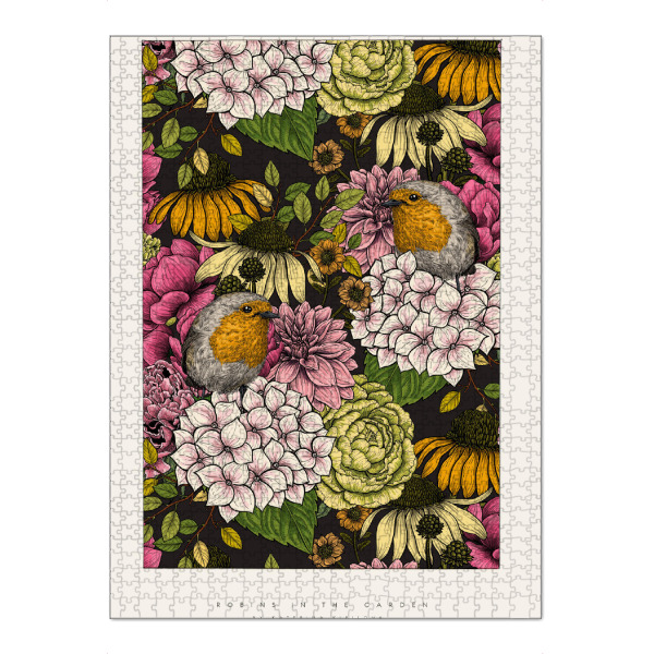 Puzzle Ravensburger "Kirilova - Rotkehlchen im Garten" artboxONE - Natur,Floral,Tiere