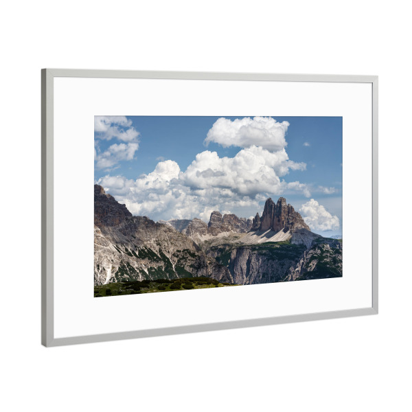 Poster mit Rahmen Silber "Drei Zinnen Panoramablick" artboxONE - Natur,Reise / Länder