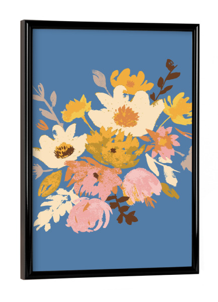 Poster mit schwarzem Rahmen "Lisa Dolson - Abstract Floral Blue" artboxONE - Natur,Floral - Natur,Pflanze,Blumenstrauß,Blüten,Blumen,Botanik