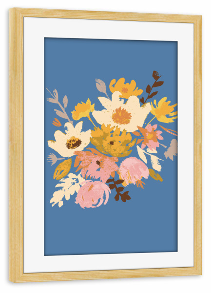 Poster mit Rahmen kiefer "Lisa Dolson - Abstract Floral Blue" artboxONE - Natur,Floral - Natur,Pflanze,Blumenstrauß,Blüten,Blumen,Botanik