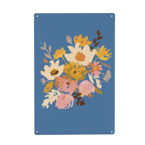 Holzbild "Lisa Dolson - Abstract Floral Blue" artboxONE - Natur,Floral - Natur,Pflanze,Blumenstrauß,Blüten,Blumen,Botanik