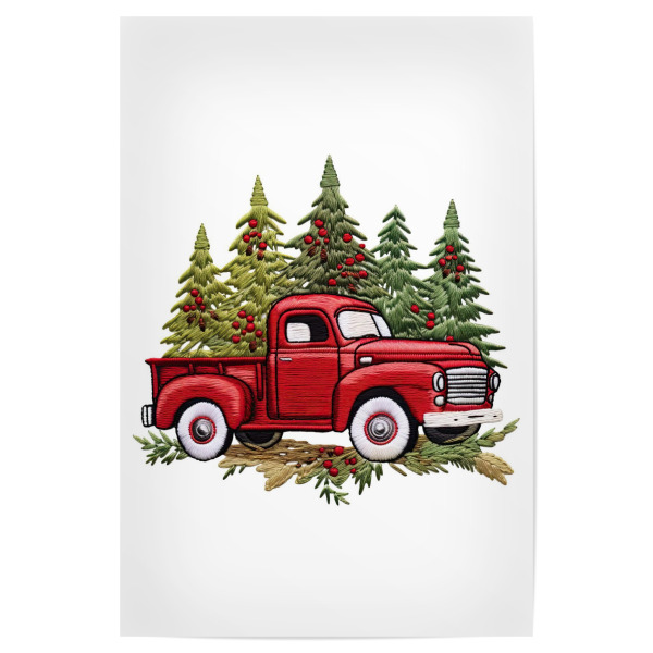 Poster 30x20 cm "Roter Weihnachtstruck" artboxONE - Für Kinder,Automobile,Weihnachten,Für Mama,Festivals