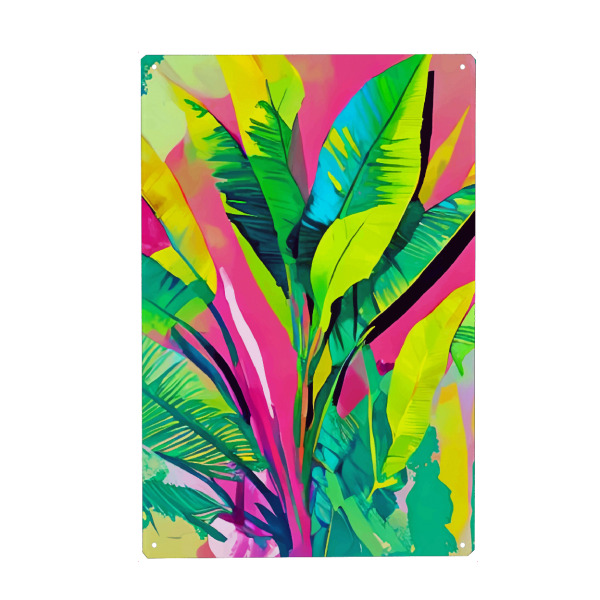 Metall Poster "Rosa Sommer- und Bananenblätter" artboxONE - Natur,Abstrakt