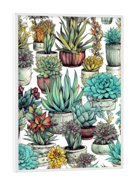 Poster mit weißem Rahmen "Sukkulenten und Kakteen E" artboxONE - Natur,Floral - Sukkulenten,Kakteen,Kaktus,Natur,Blumen,Botanische,Blatt,Blumen