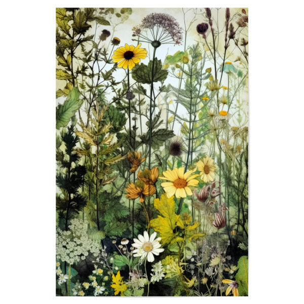 Poster "Wiese voller Blumen F" artboxONE - Natur,Floral - Wiese,Natur,Blumen,Blumen,Botanische,Blätter,Blatt,Blumen