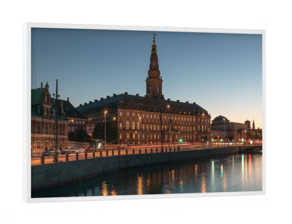 Poster mit weißem Rahmen "Schloss Christiansborg" artboxONE - Städte,Städte / København