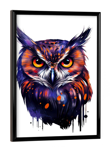 Poster mit schwarzem Rahmen "Lila Eule" artboxONE - Tiere,Festivals,Halloween