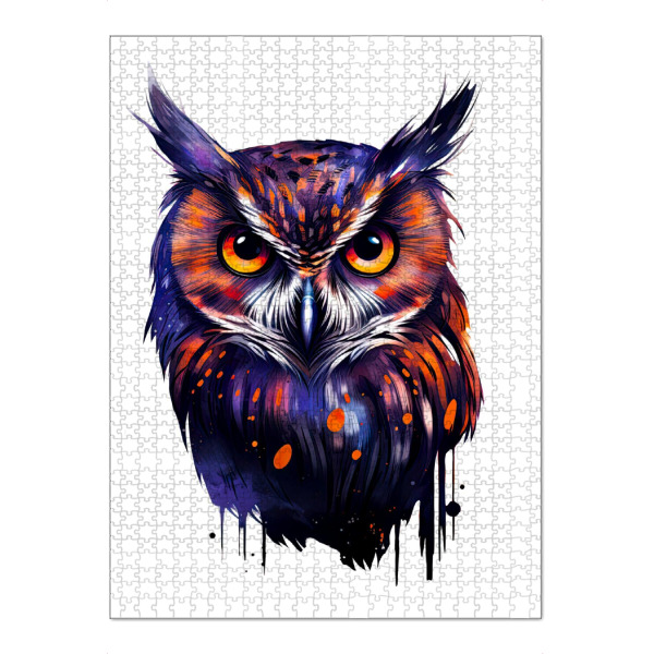 Puzzle Ravensburger "Lila Eule" artboxONE - Tiere,Festivals,Halloween - Lila,Eule,Design,Grafikdesign,Druck,Fantasie,Vogel,Eulenkunst,Illustration