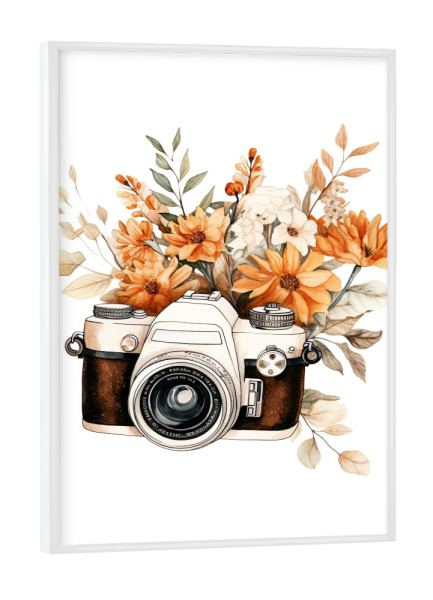 Poster mit weißem Rahmen "Herbstkamera Herbstblätter" artboxONE - Natur,Floral,Fashion,Für Mama,Festivals