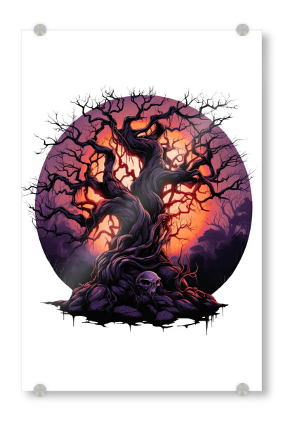 Acrylglasbild "Gruseliger Halloween-Baum" artboxONE - Natur,Abstrakt,Festivals,Halloween
