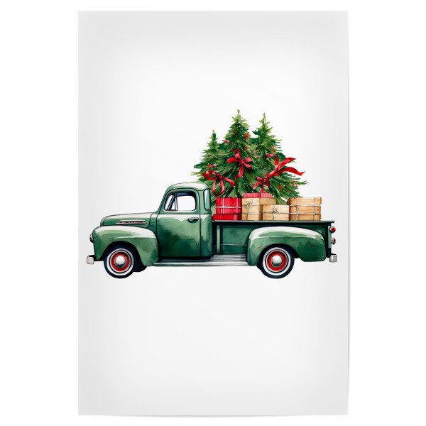 Poster 30x20 cm "Grüne LKW-Kunst" artboxONE - Für Kinder,Automobile,Weihnachten,Für Mama,Lustig