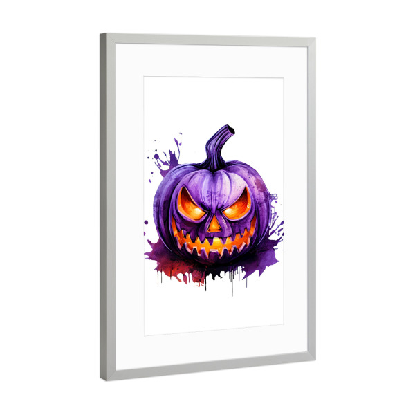 Poster mit Rahmen Silber "Lila Kürbiskunst" artboxONE - Essen & Trinken,Abstrakt,Festivals,Halloween