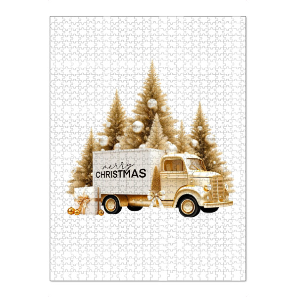 Puzzle Ravensburger "Goldenes Weihnachtsauto-Design" artboxONE - Automobile,Weihnachten,Festivals,Lustig